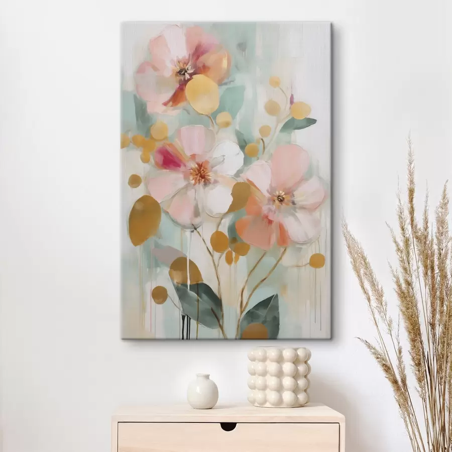 Tableau Composition abstraite à base de plantes, imitation de peinture s49140