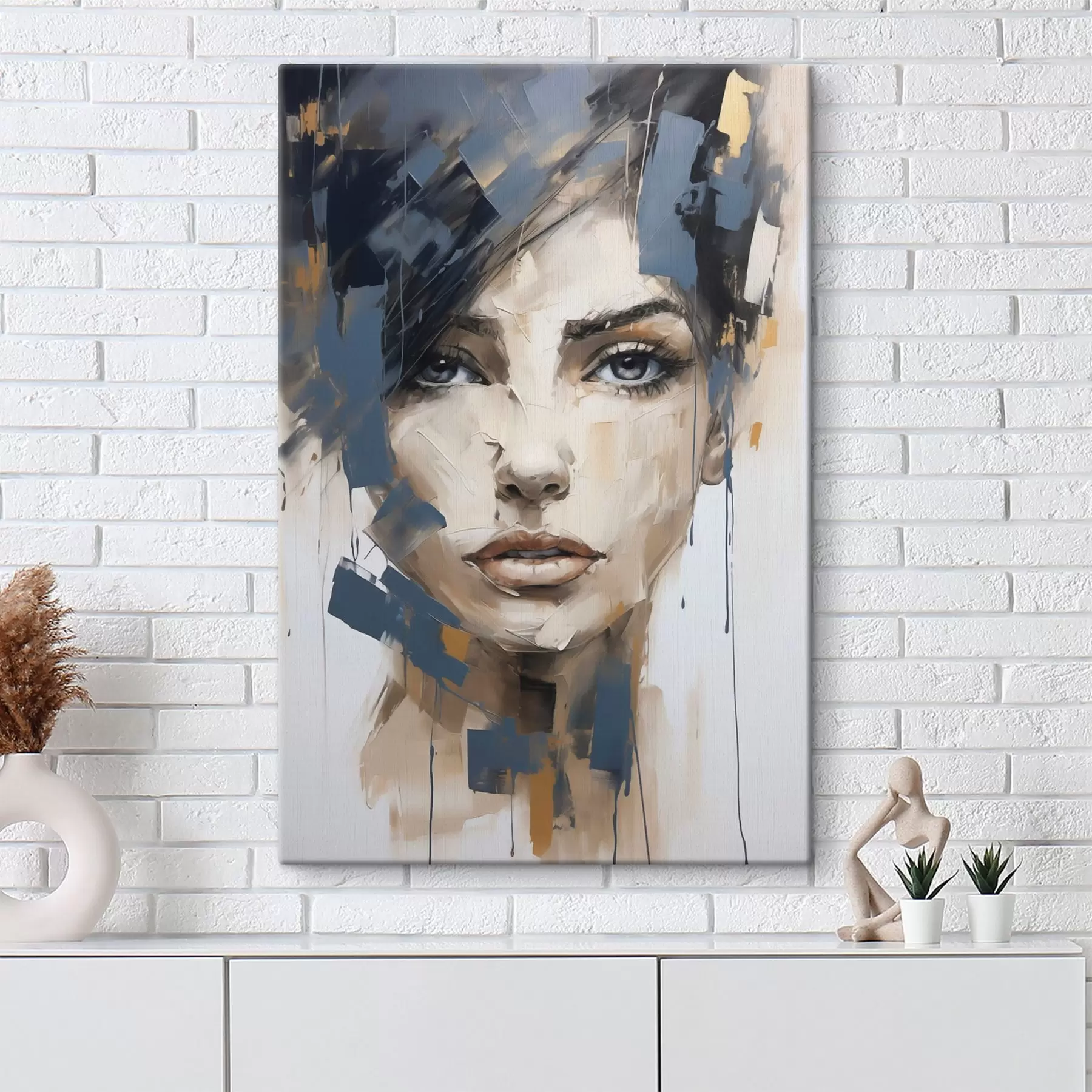 Tableau Portrait abstrait d'une jeune fille, imitation de peinture s49141