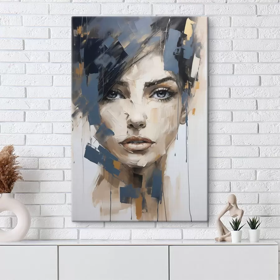 Tableau Portrait abstrait d'une jeune fille, imitation de peinture s49141
