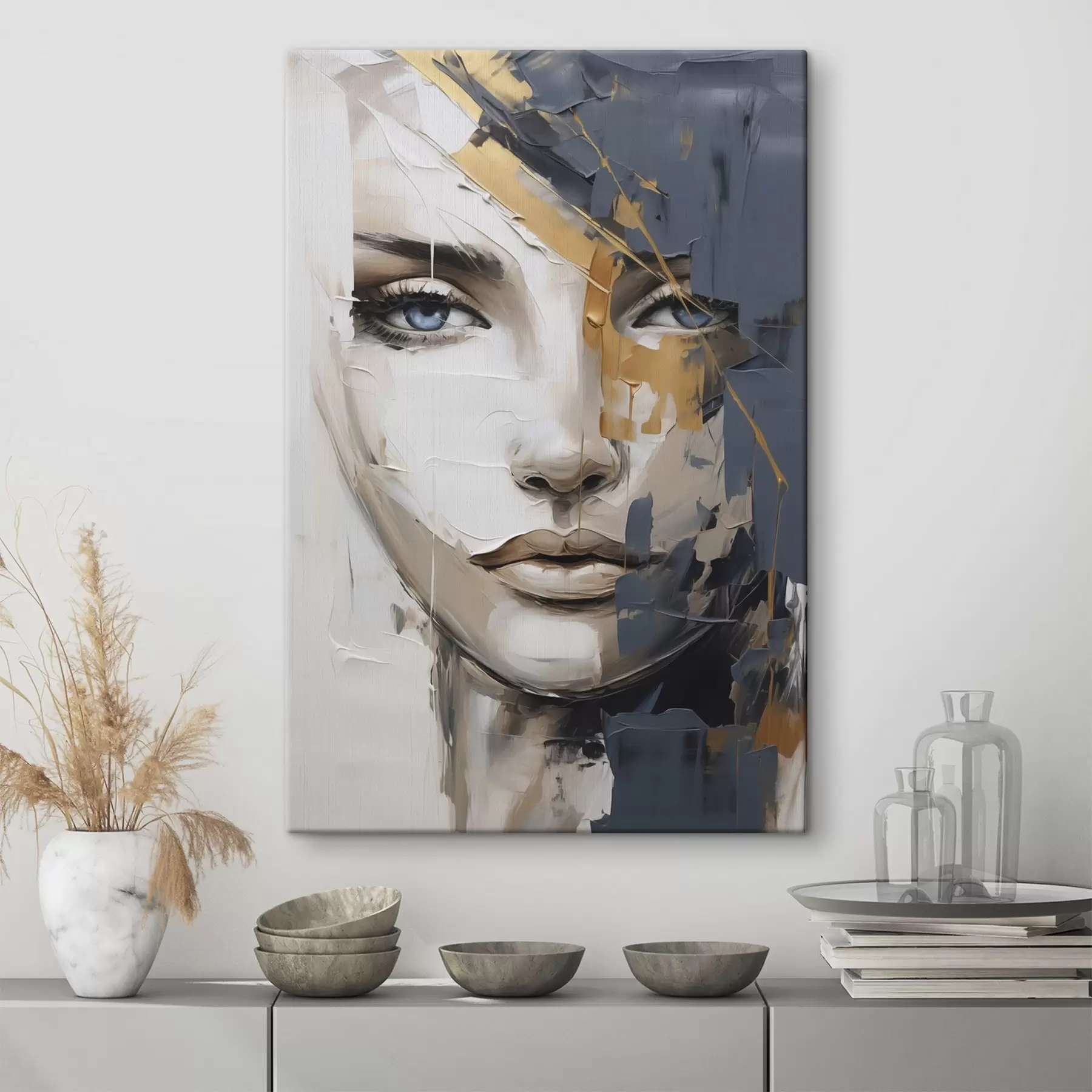 Tableau Portrait abstrait d'une femme, imitation de peinture s49142
