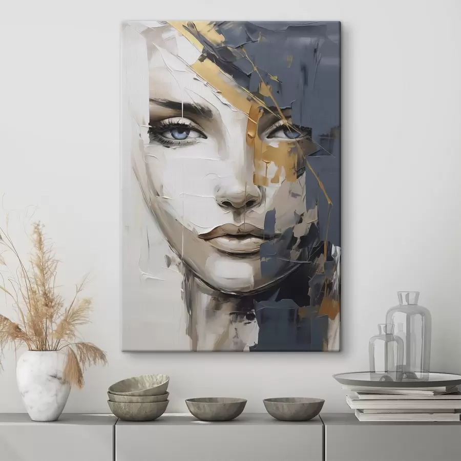 Tableau Portrait abstrait d'une femme, imitation de peinture s49142