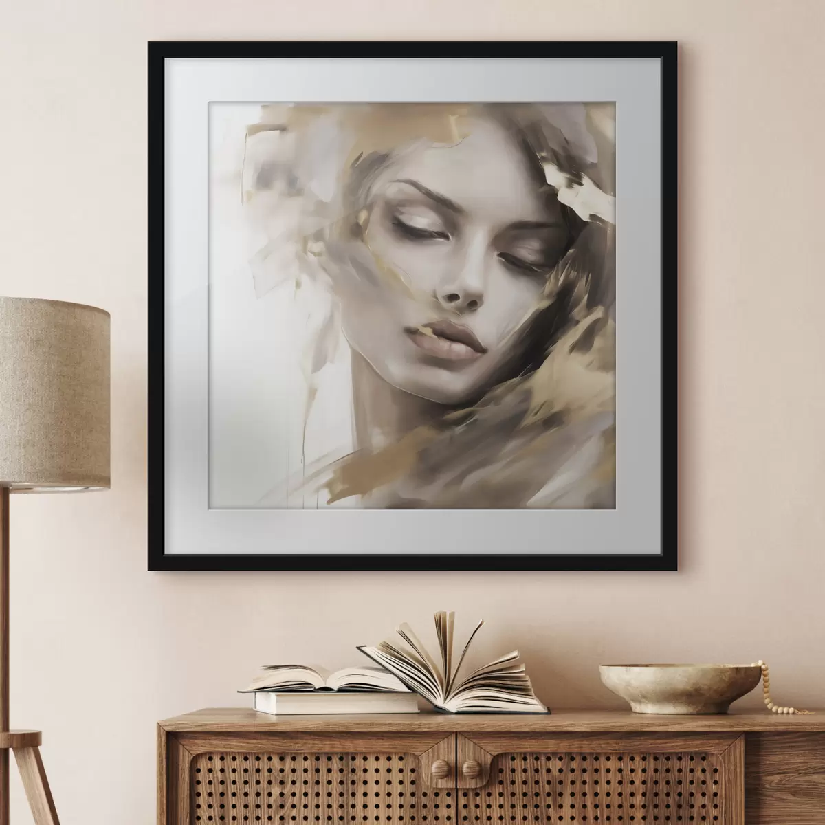 Poster Portrait abstrait d'une jeune fille, imitation de peinture f49131