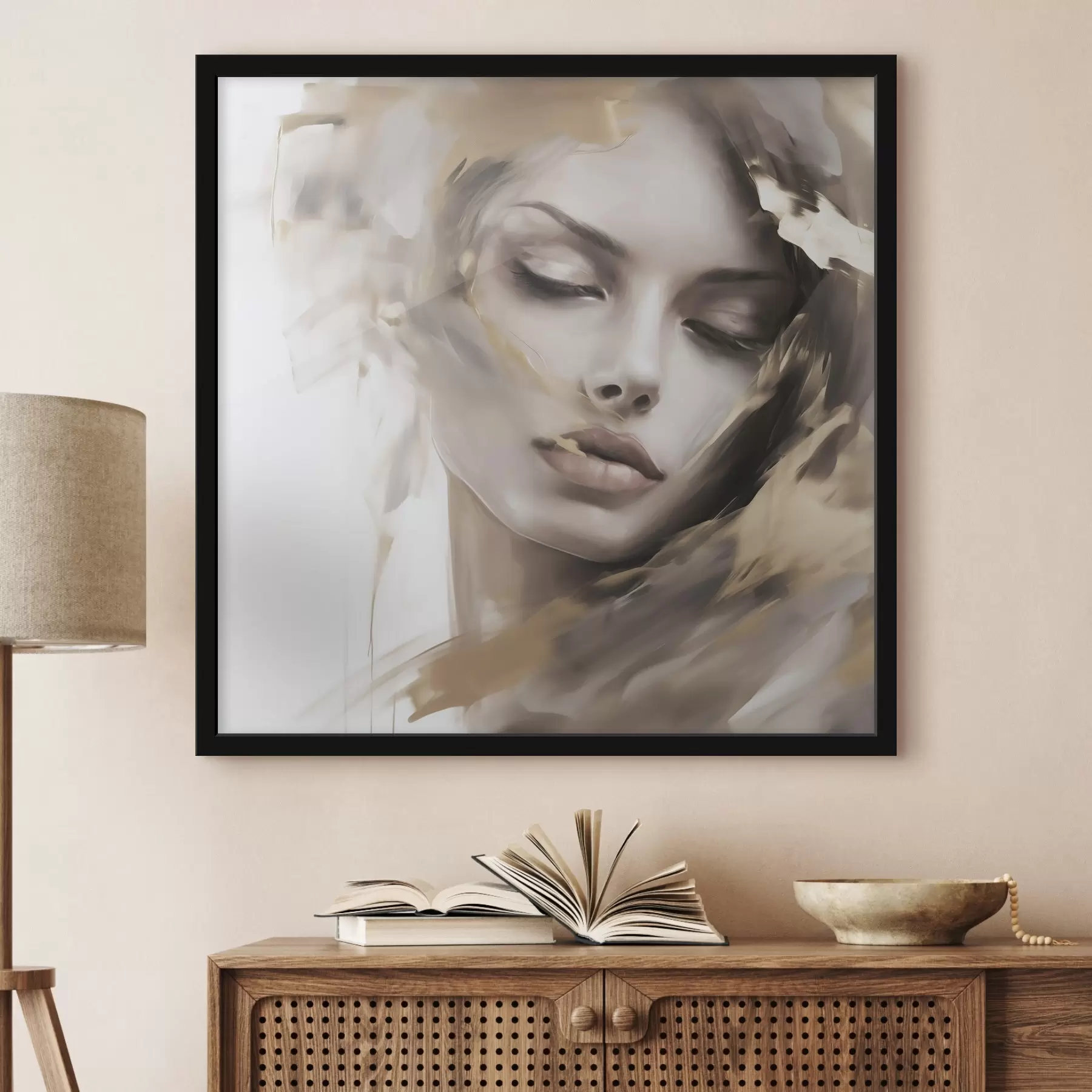 Papier peint Portrait abstrait d'une jeune fille, imitation de peinture f49131