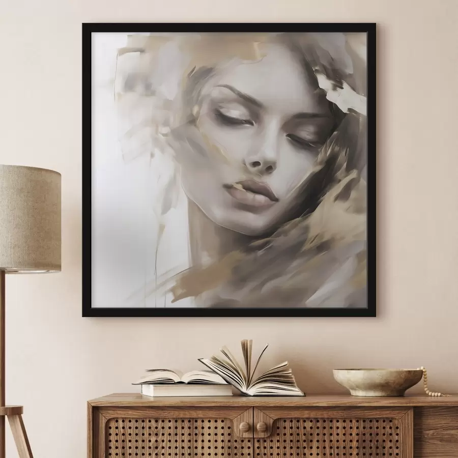Papier peint Portrait abstrait d'une jeune fille, imitation de peinture f49131