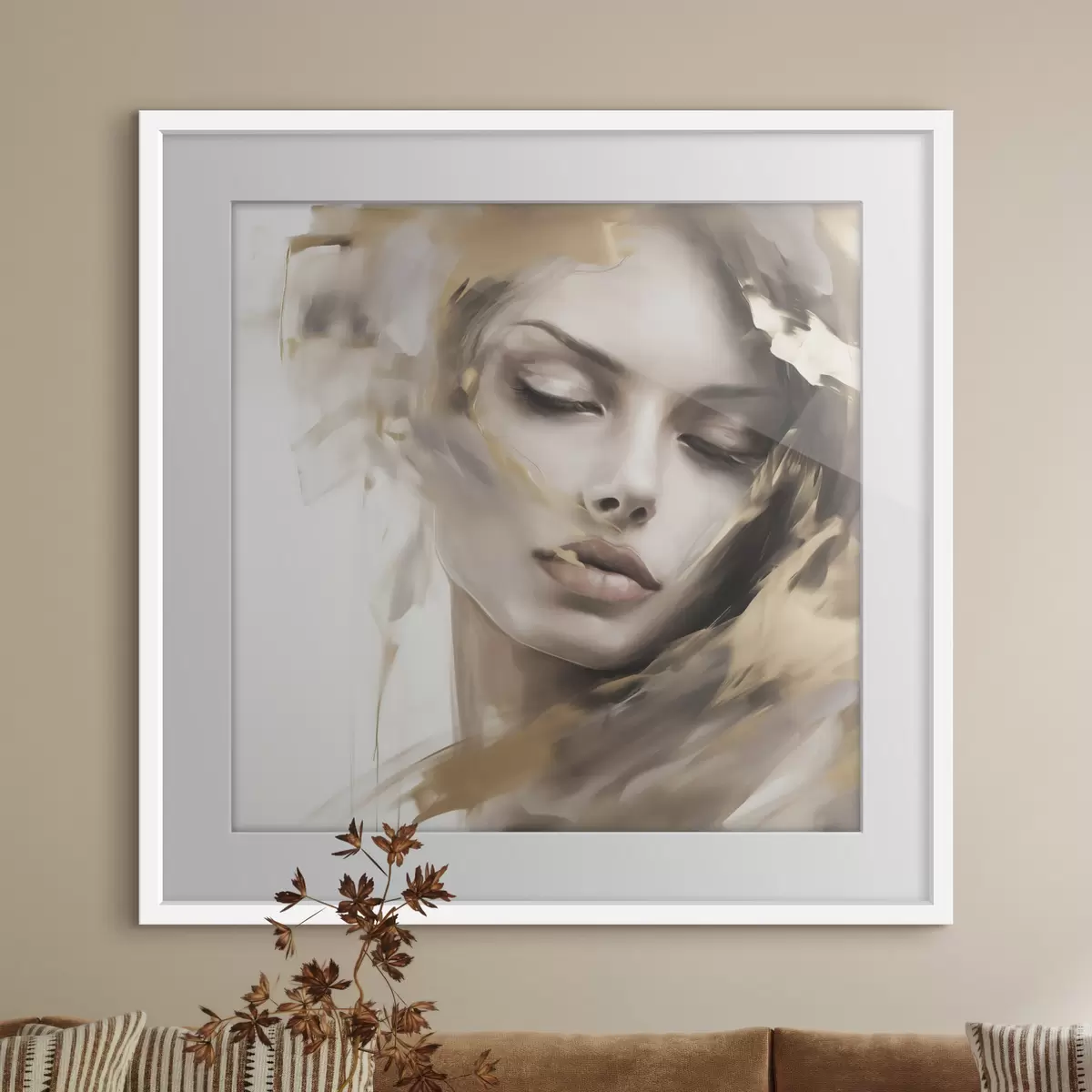 Poster Portrait abstrait d'une jeune fille, imitation de peinture f49131