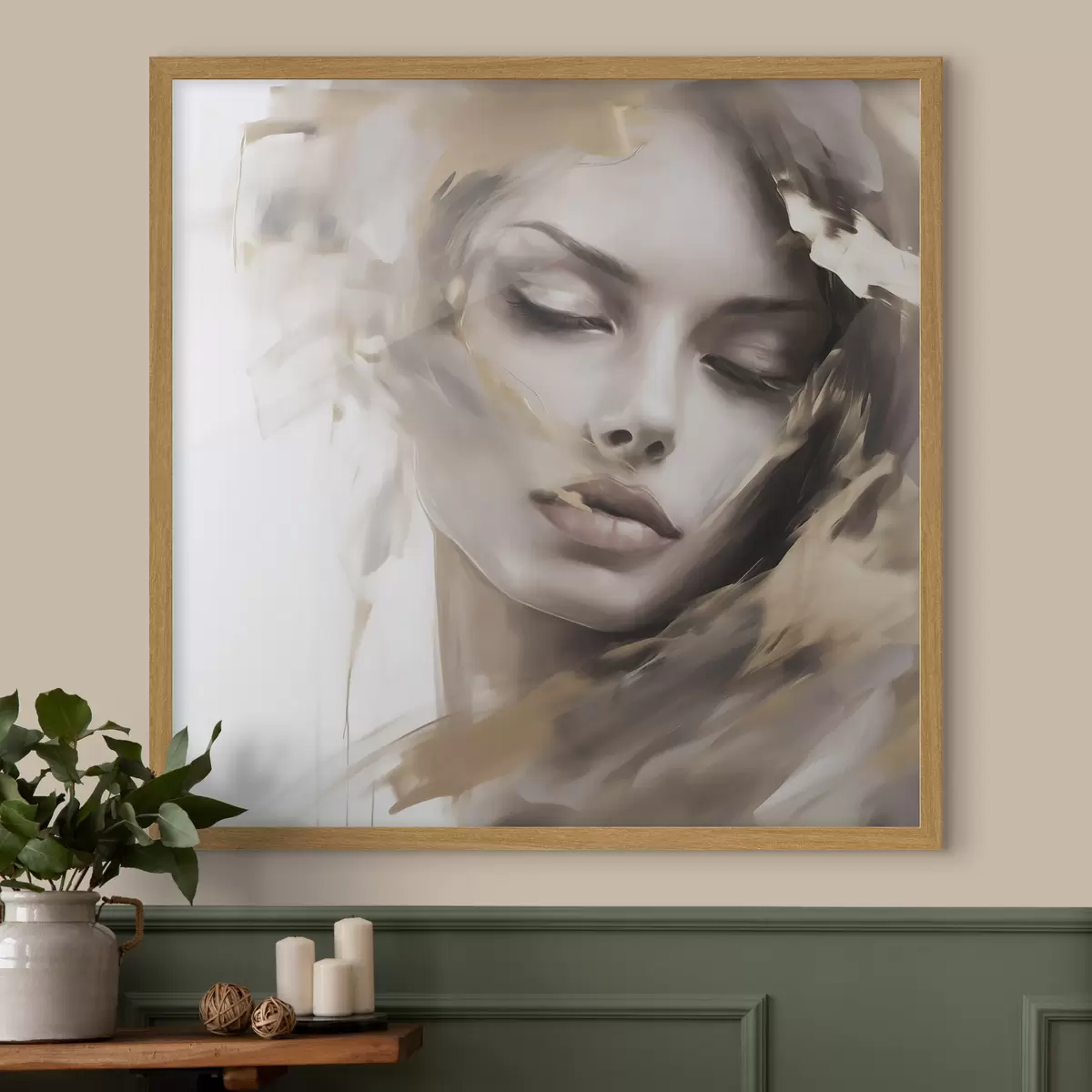 Poster Portrait abstrait d'une jeune fille, imitation de peinture f49131