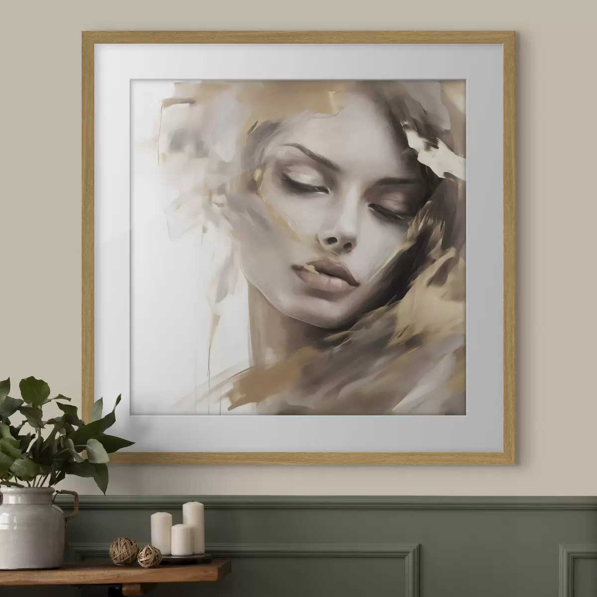 Poster Portrait abstrait d'une jeune fille, imitation de peinture f49131