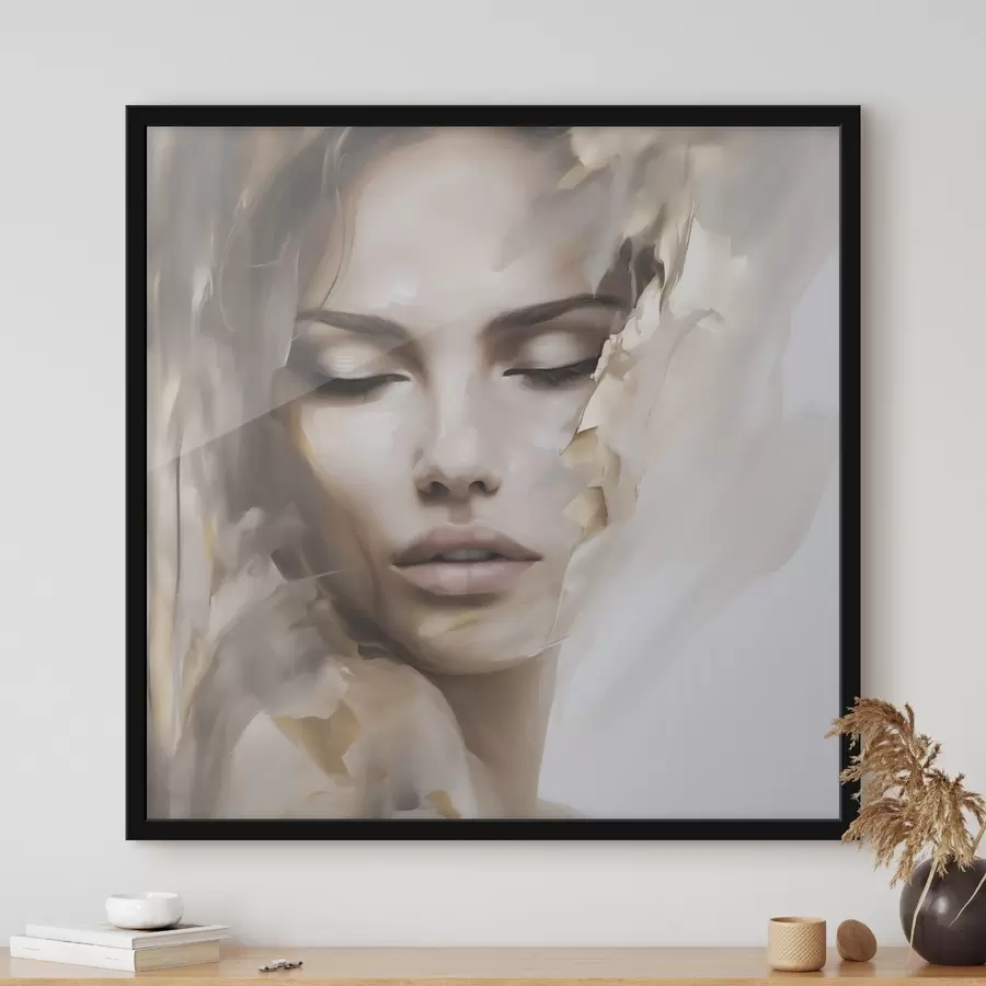 Papier peint Portrait abstrait d'une femme, imitation de peinture f49132