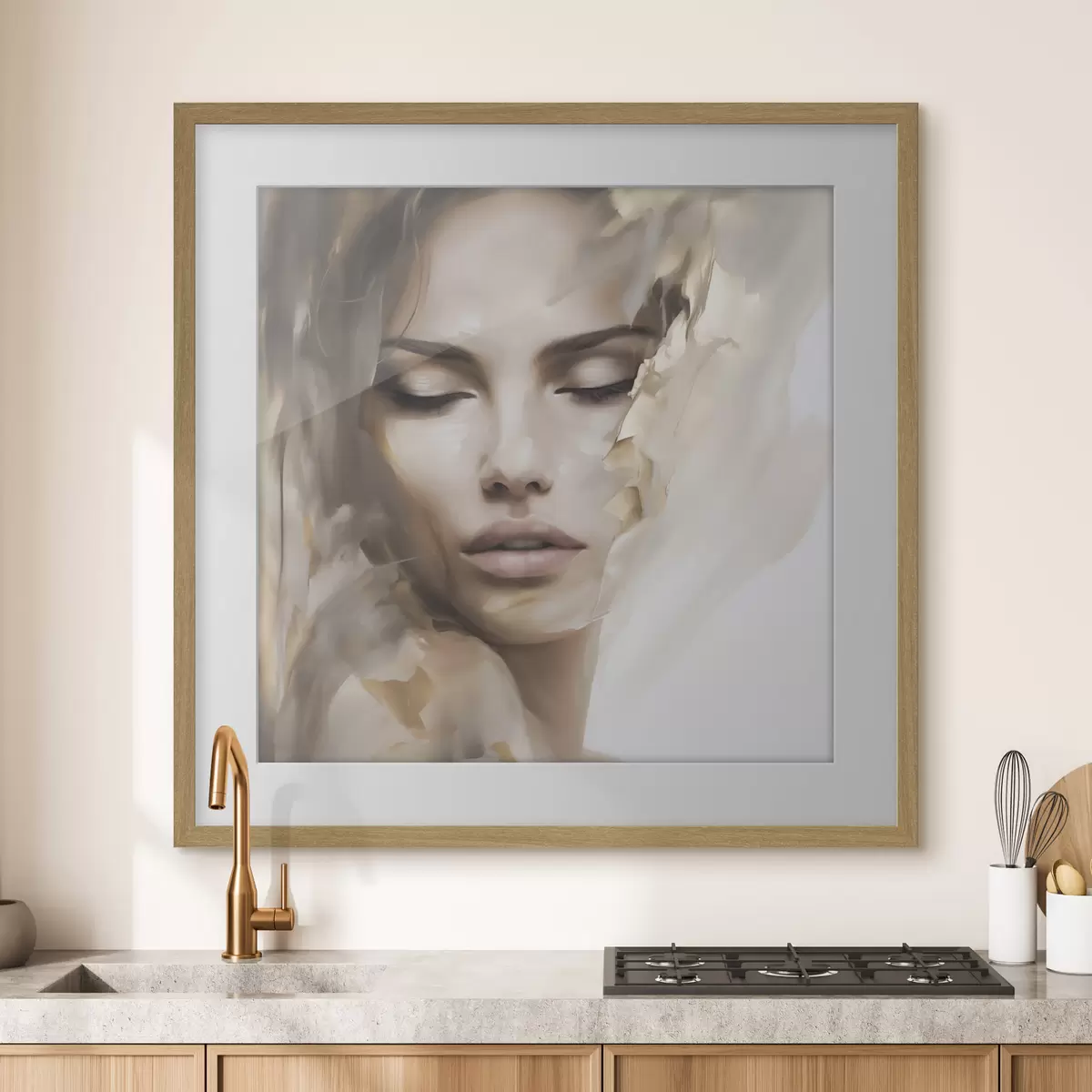 Poster Portrait abstrait d'une femme, imitation de peinture f49132