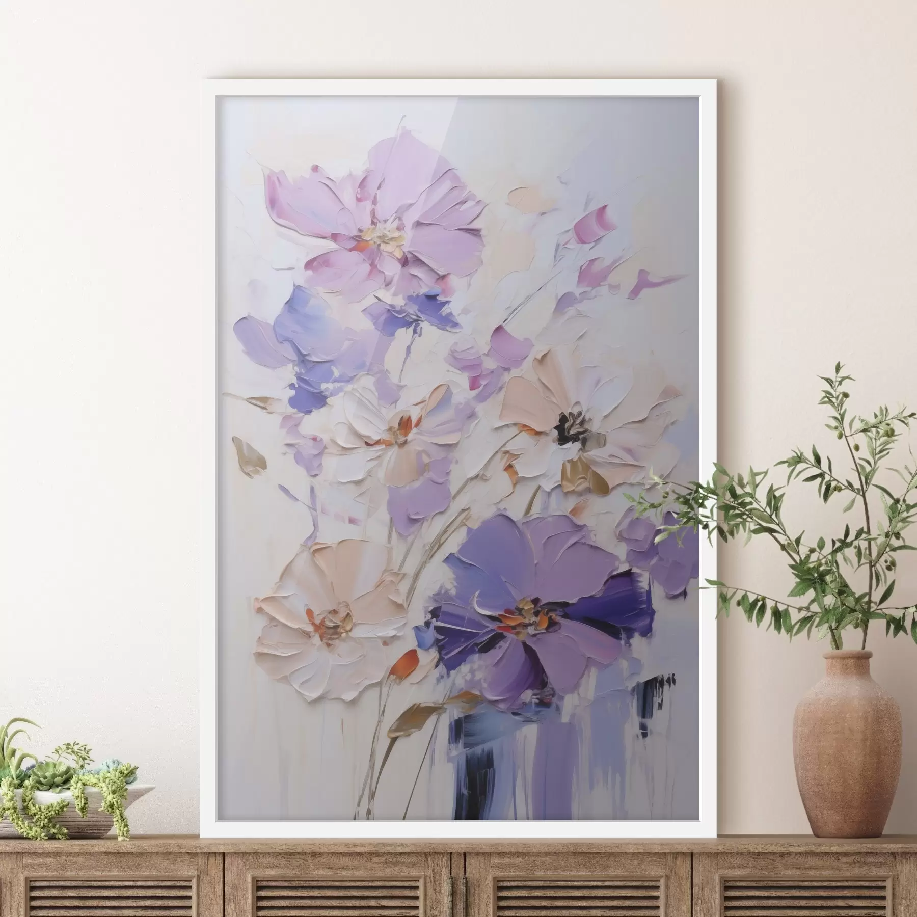 Papier peint Fleurs aux couleurs vives, imitation de peinture f49135
