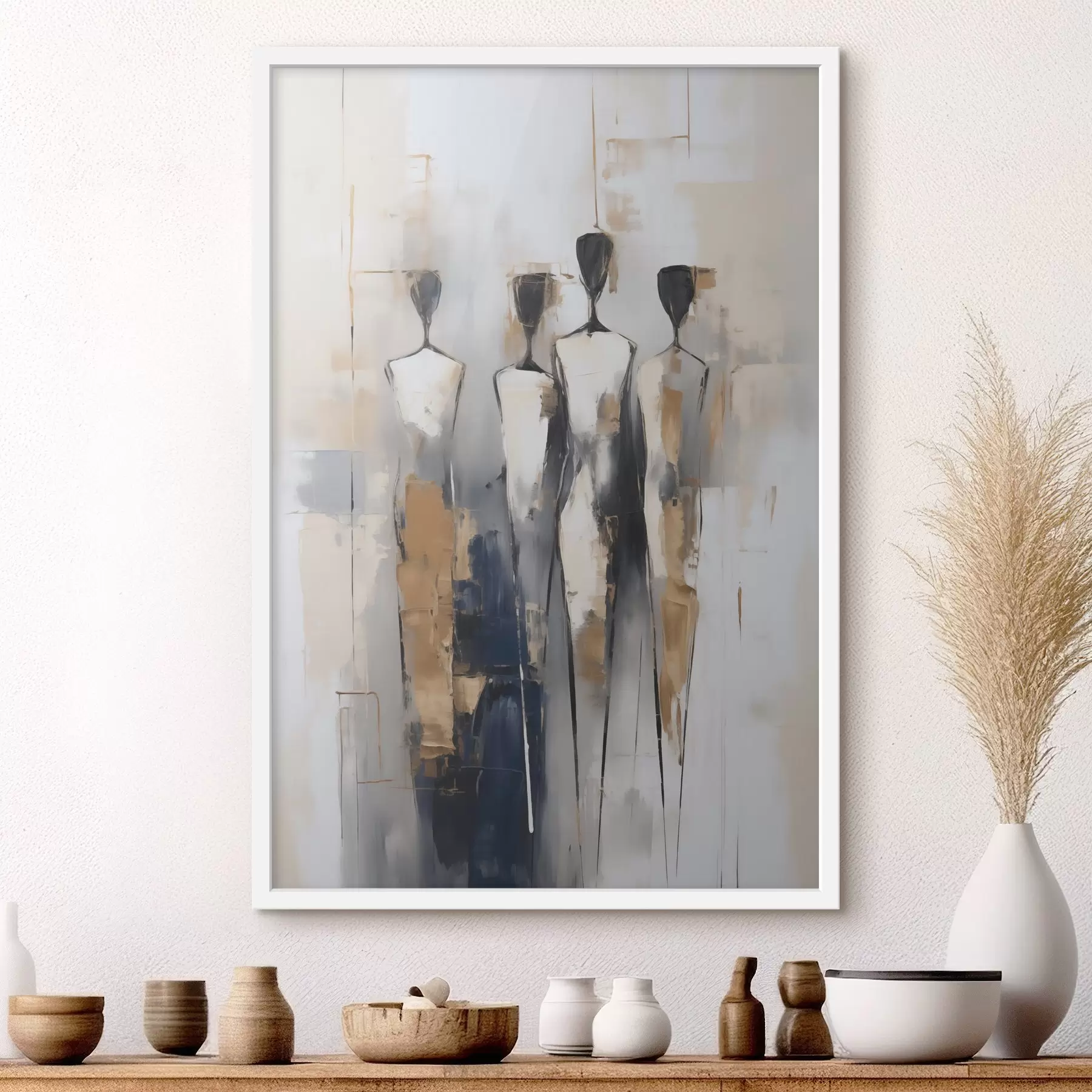 Papier peint Silhouettes abstraites, imitation de la peinture f49137