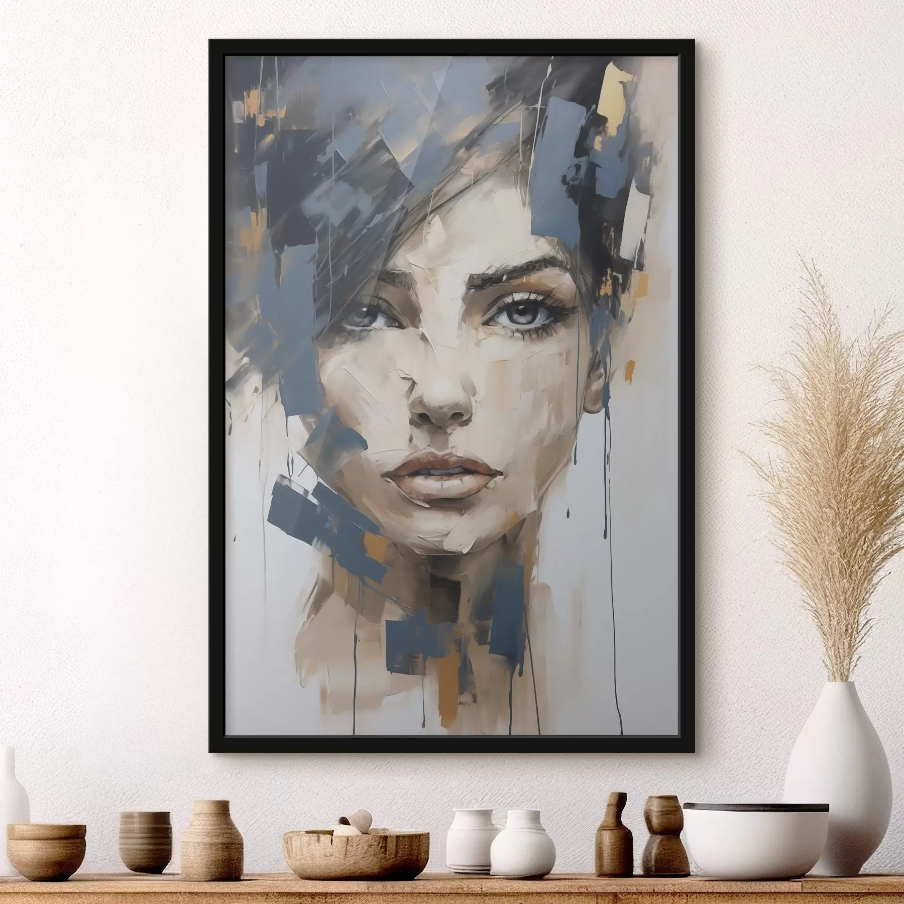 Papier peint Portrait abstrait d'une jeune fille, imitation de peinture f49141