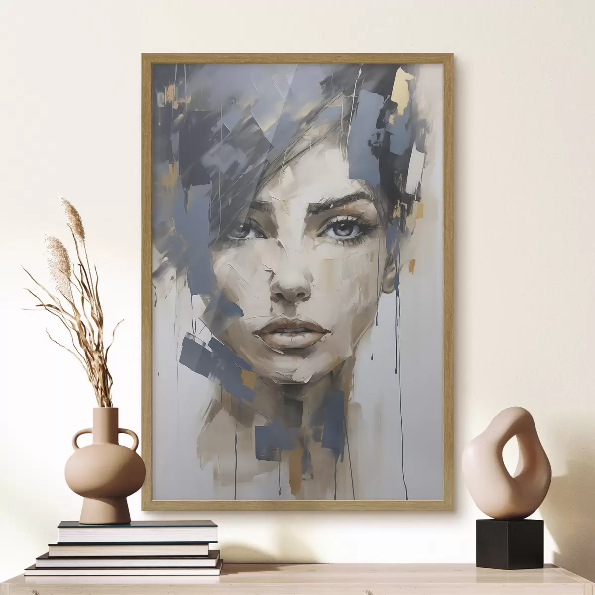 Poster Portrait abstrait d'une jeune fille, imitation de peinture f49141