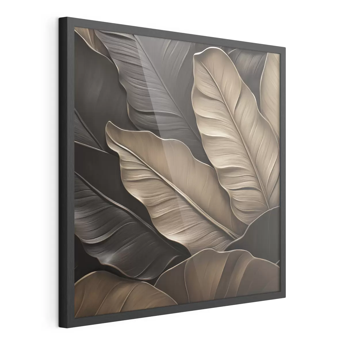 Poster Feuilles, image plane, imitation de coups de pinceau en relief f49143
