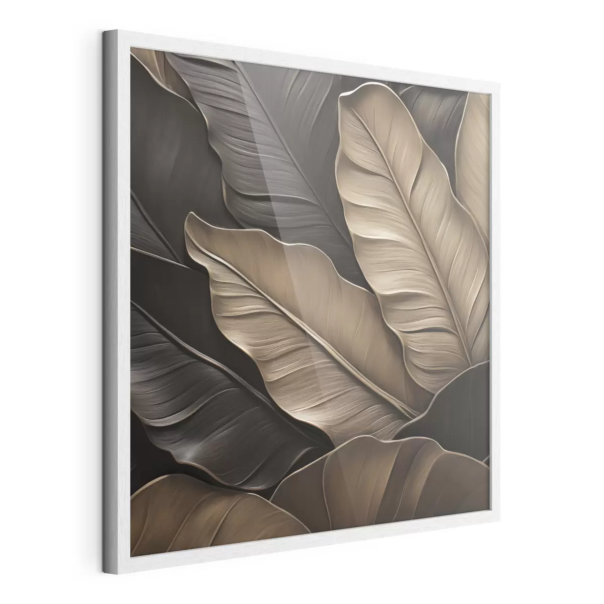 Poster Feuilles, image plane, imitation de coups de pinceau en relief f49143