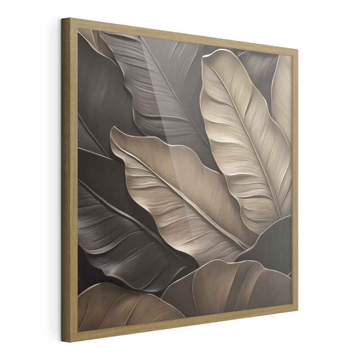 Poster Feuilles, image plane, imitation de coups de pinceau en relief f49143