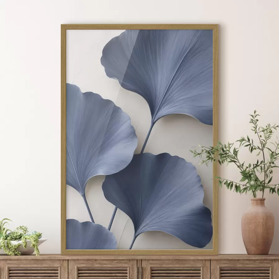 Papier peint Feuilles de ginkgo sur une branche, image en 2D avec un effet de profondeur de champ f49297