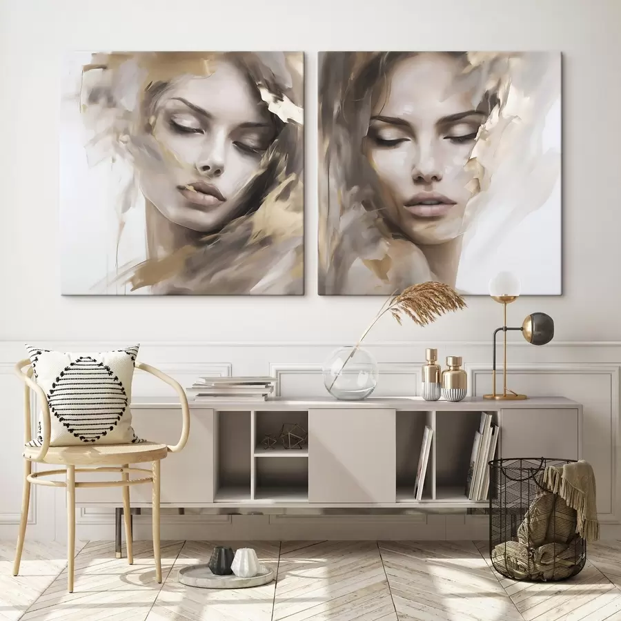 Tableau Portrait abstrait d'une jeune fille, imitation de peinture m30516