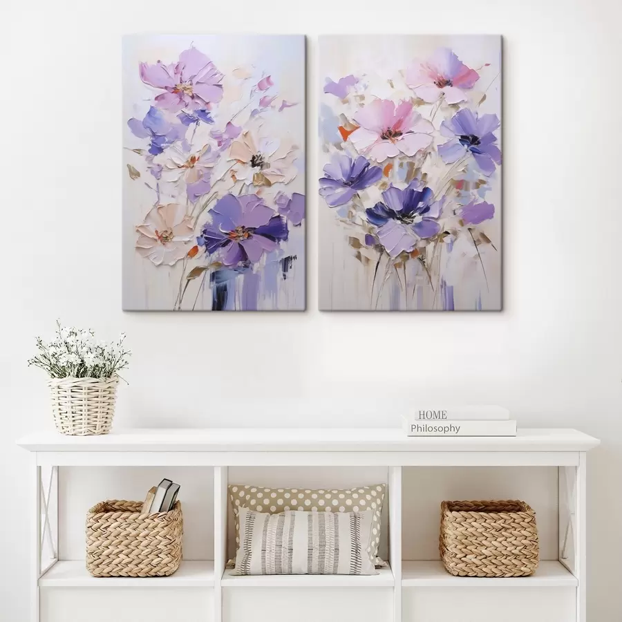 Tableau Fleurs aux couleurs vives, imitation de peinture m30518