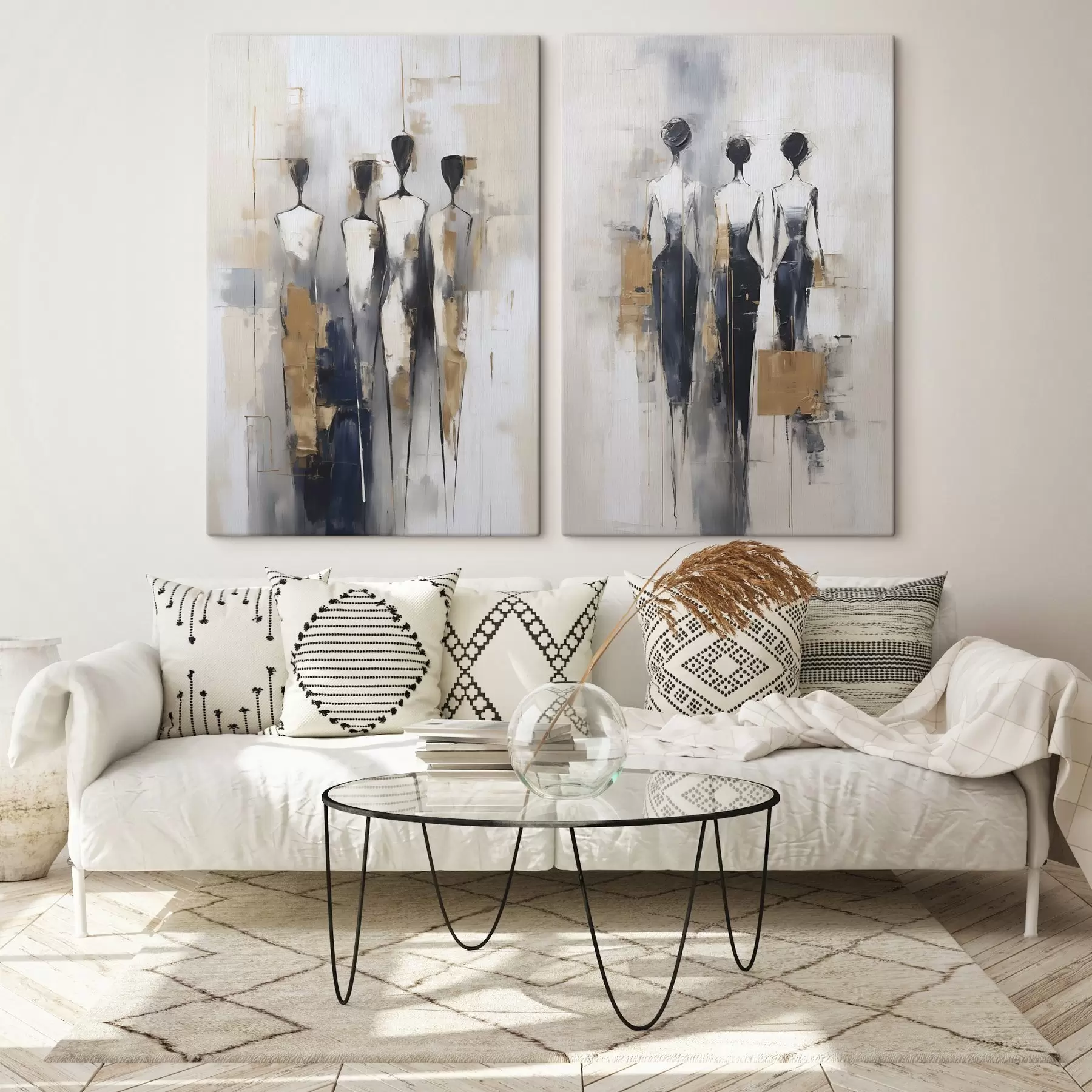 Tableau Silhouettes abstraites, imitation de la peinture m30519