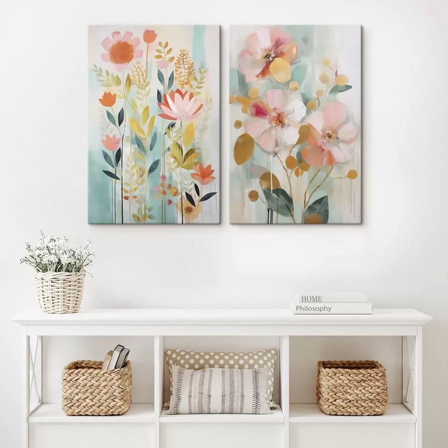Tableau Composition florale abstraite, imitation de peinture m30520