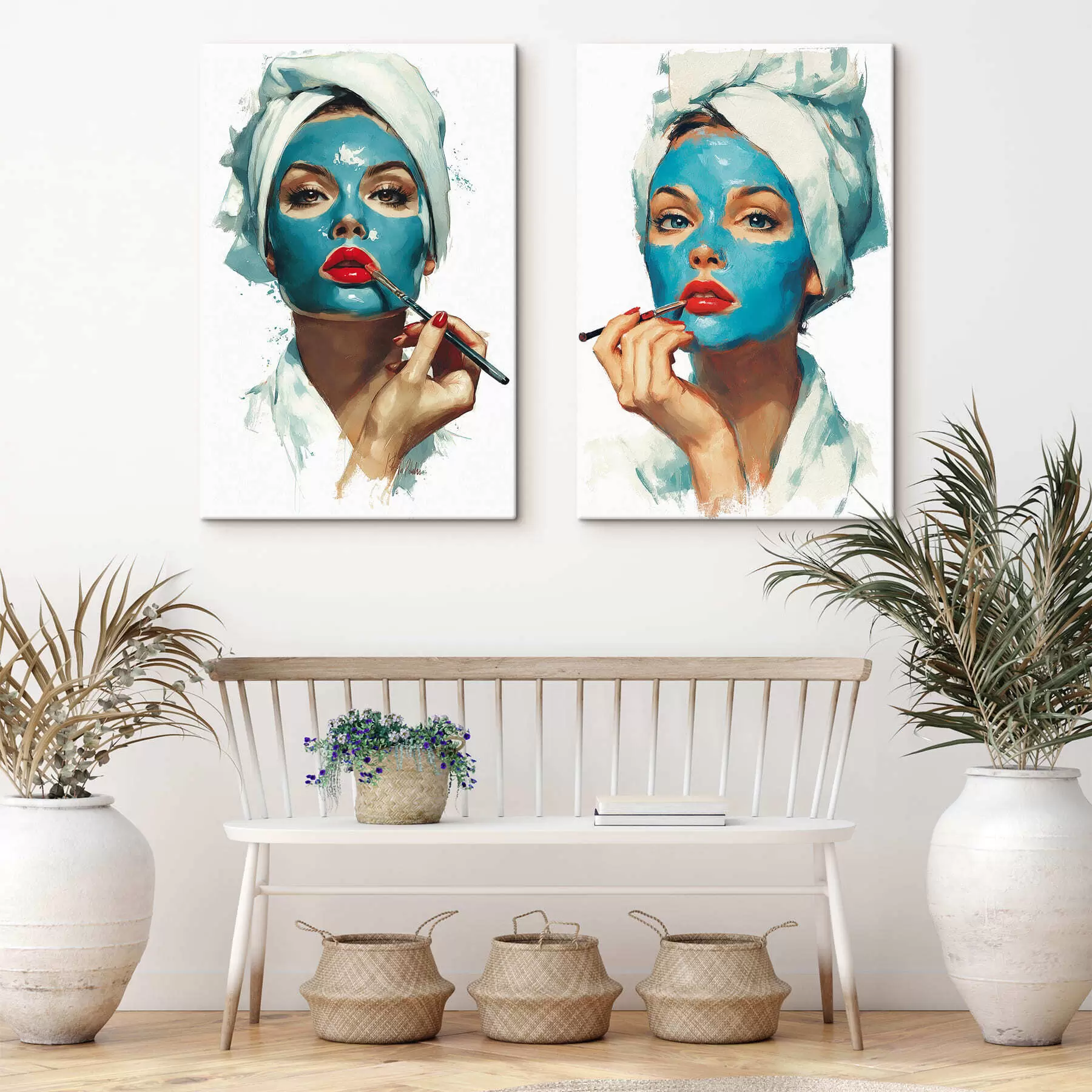 Tableau Rituel de beauté bleu m30506