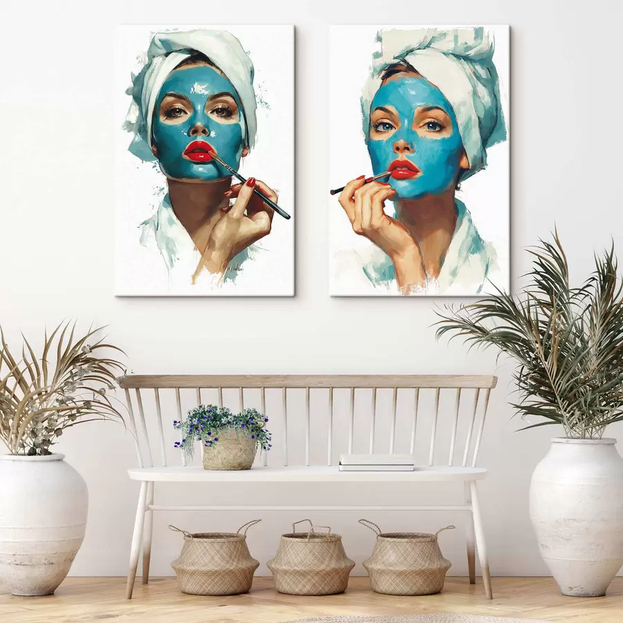 Tableau Rituel de beauté bleu m30506
