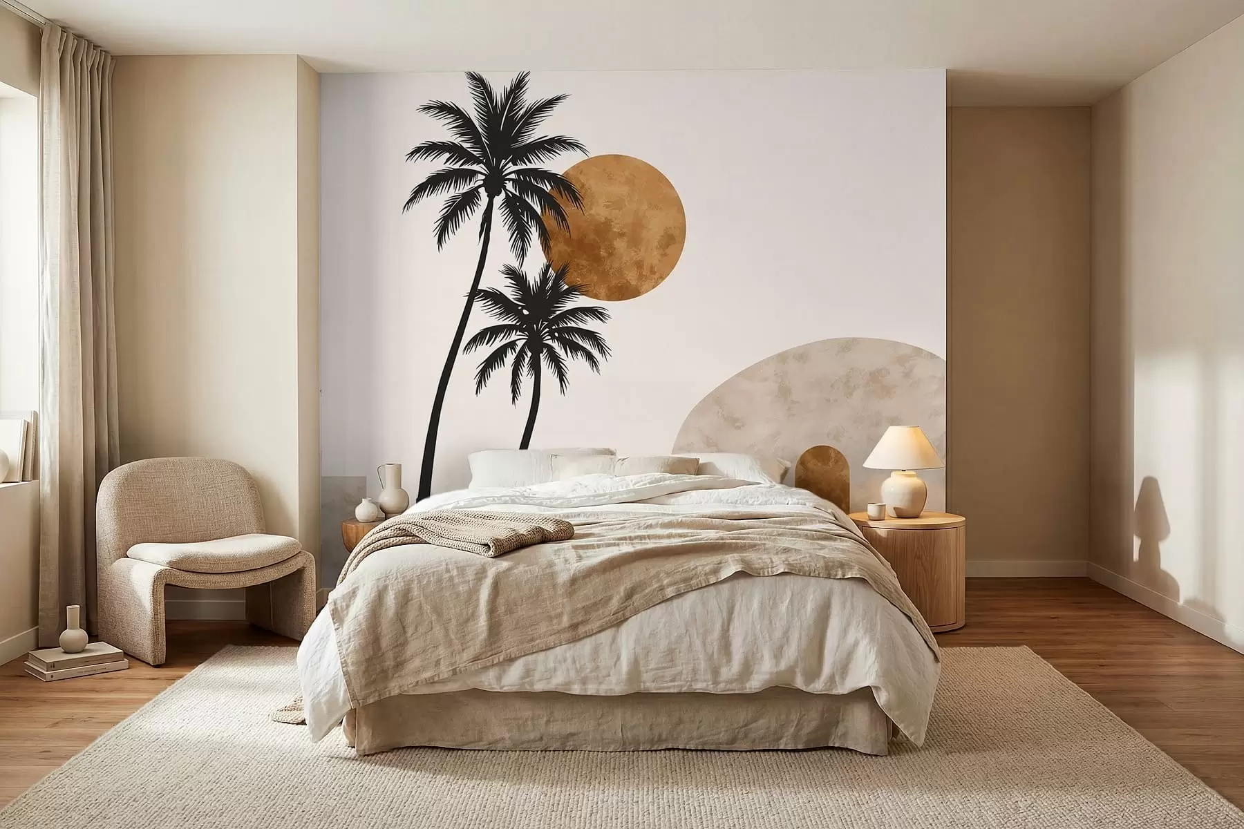 Papier peint Des palmiers et une arche sous un soleil radieux w05547