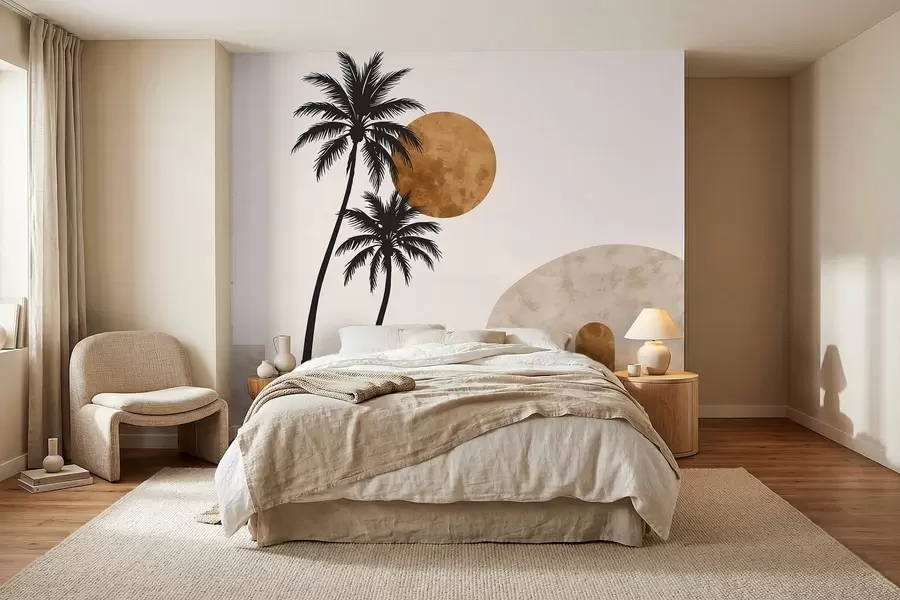 Papier peint Des palmiers et une arche sous un soleil radieux w05547