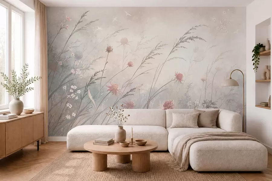 Papier peint Des fleurs sauvages délicates dans une composition aérienne w05538v2