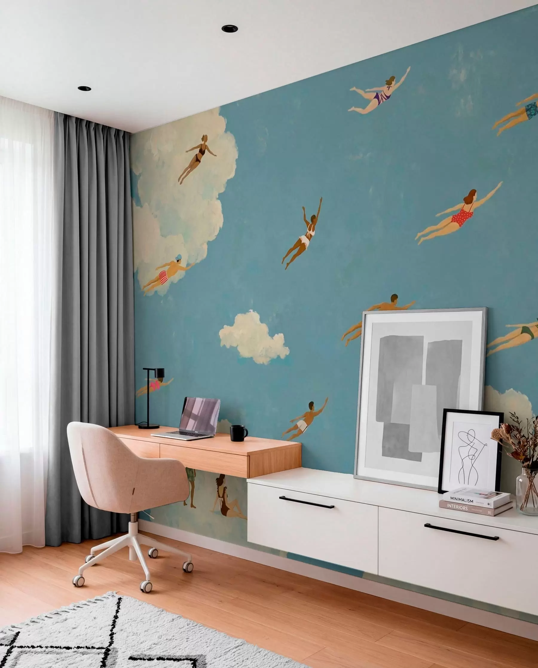 Papier peint Nager parmi les nuages w05628