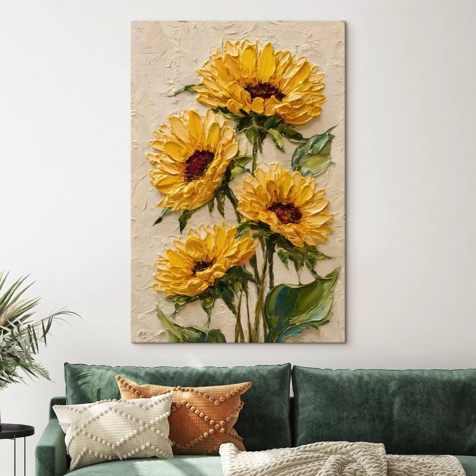Tableau Des tournesols luxuriants peints dans un style impasto s49231