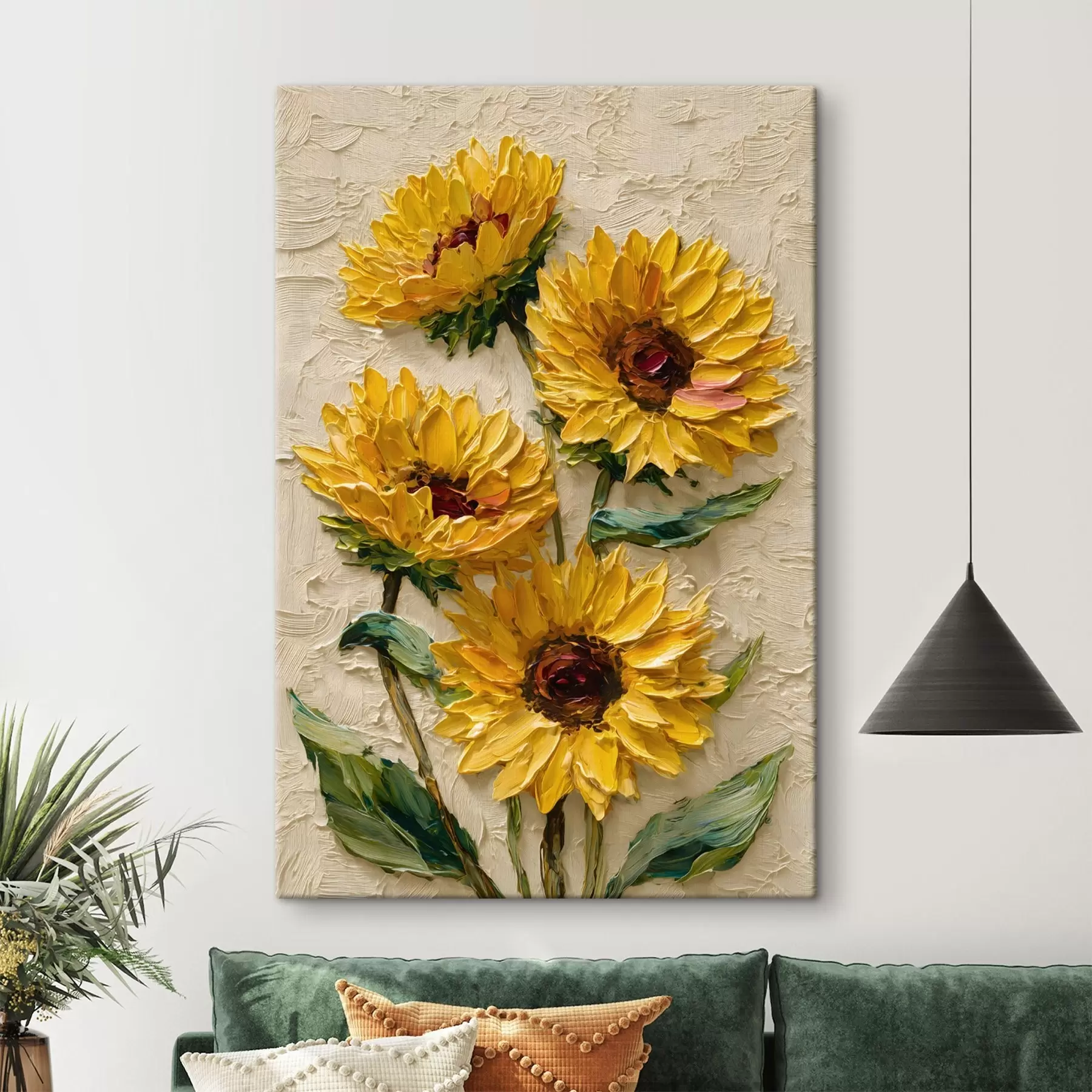 Tableau Des tournesols luxuriants peints dans un style impasto s49232