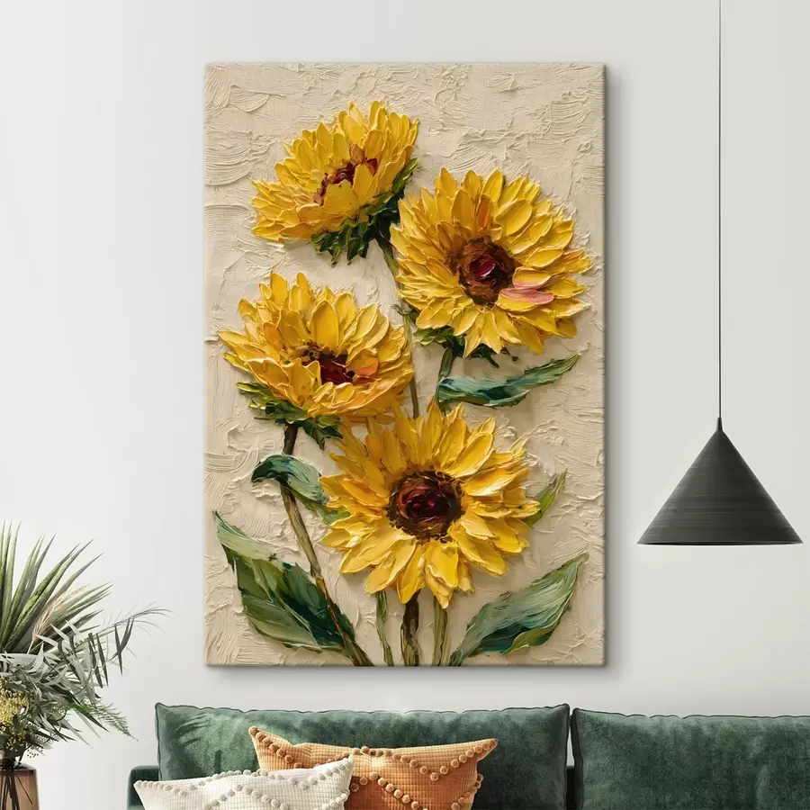 Tableau Des tournesols luxuriants peints dans un style impasto s49232