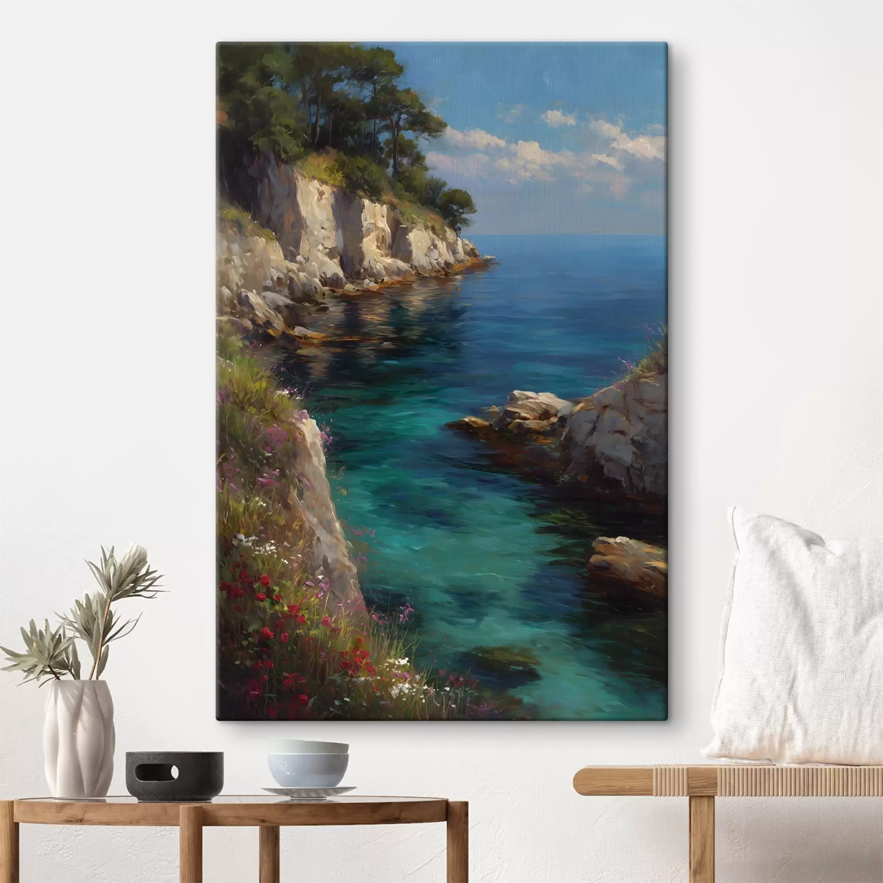 Tableau Un port maritime dans le style d'une peinture à l'huile s49239