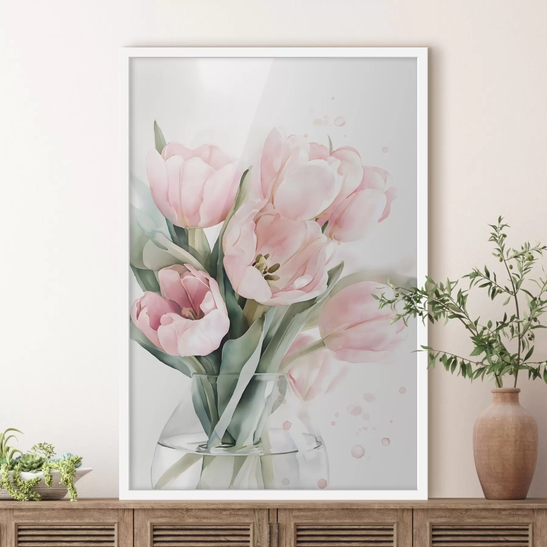 Papier peint De délicates tulipes roses dans un style aquarelle f49225