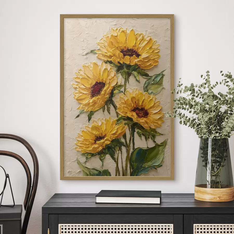 Papier peint Des tournesols luxuriants peints dans un style impasto f49231
