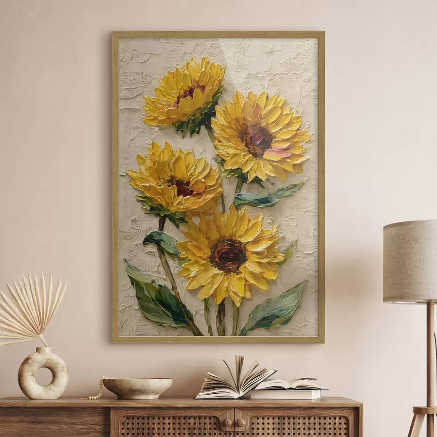 Papier peint Des tournesols luxuriants peints dans un style impasto f49232