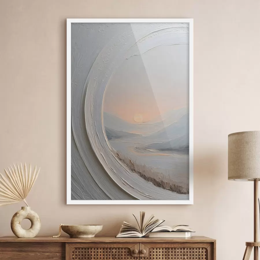 Papier peint Une peinture de paysage dans un cadre rond f49235