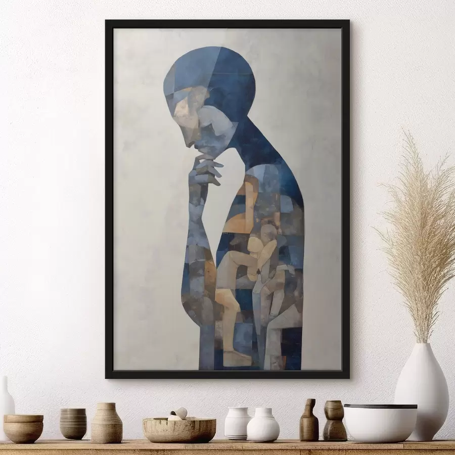 Papier peint Le Penseur, portrait abstrait f49252