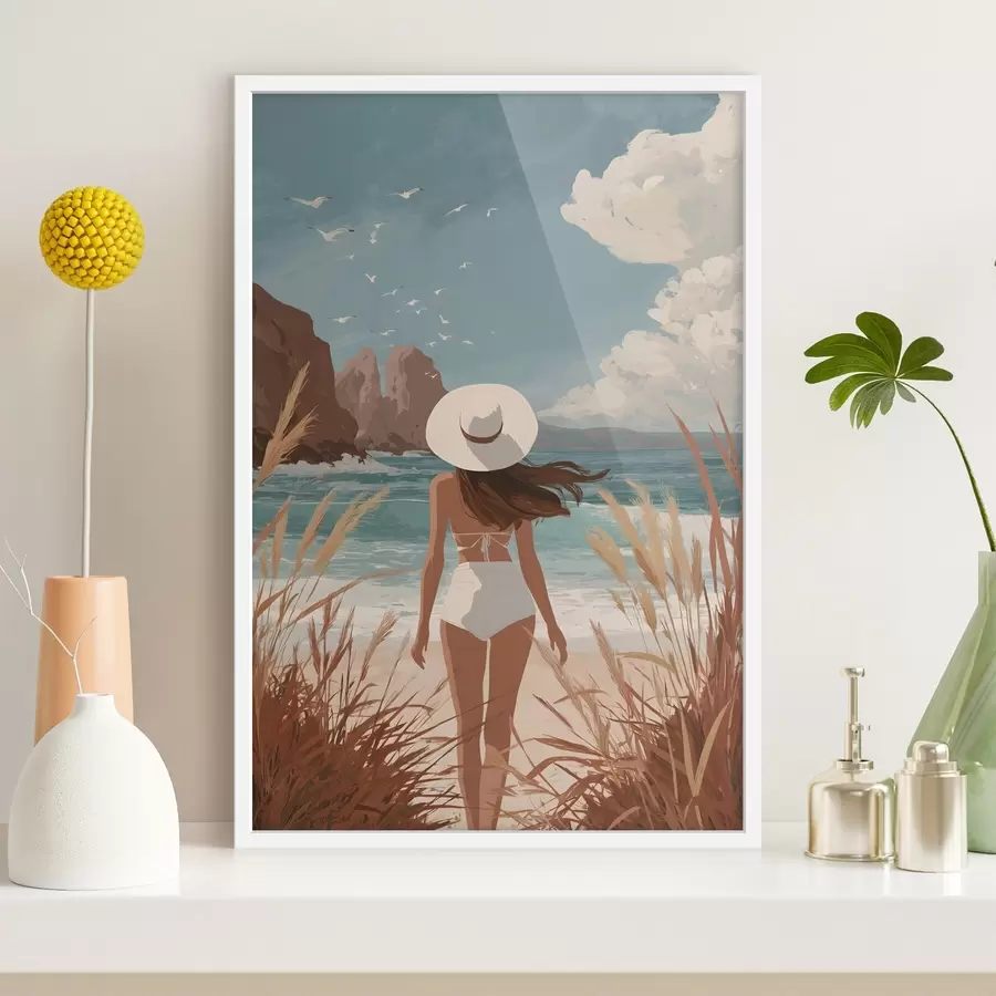 Papier peint La jeune fille au bord de la mer f49253