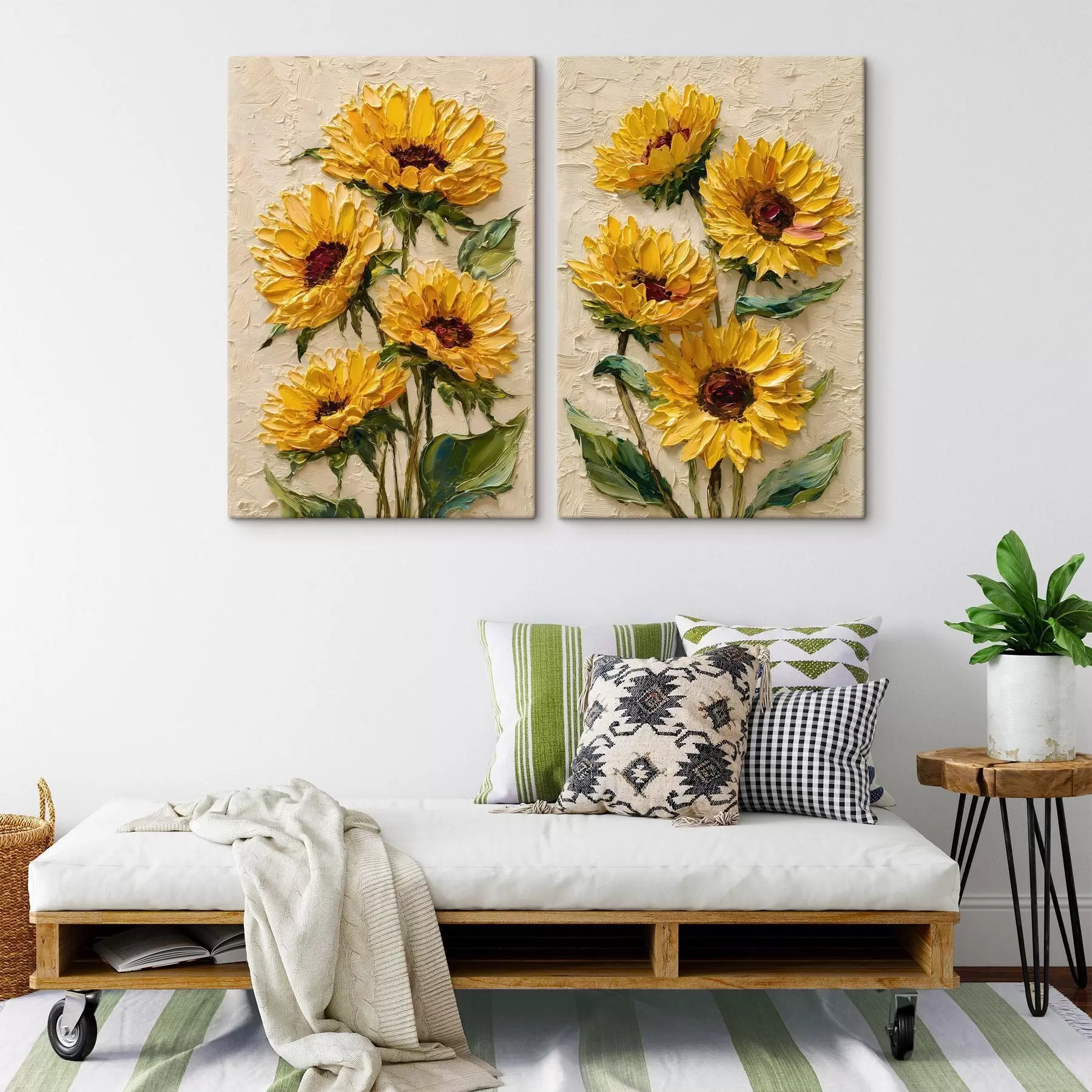 Tableau Des tournesols luxuriants peints dans un style impasto m30534