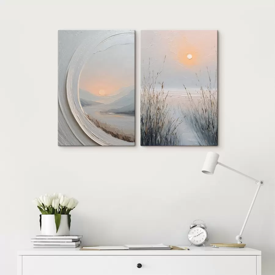 Tableau Quelques couchers de soleil brumeux m30536
