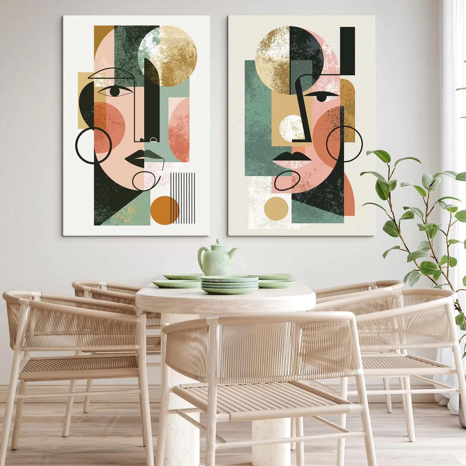 Tableau Portraits abstraits aux formes géométriques m30465