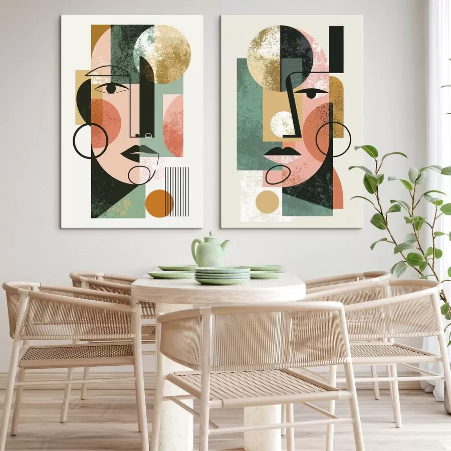 Tableau Portraits abstraits aux formes géométriques m30465