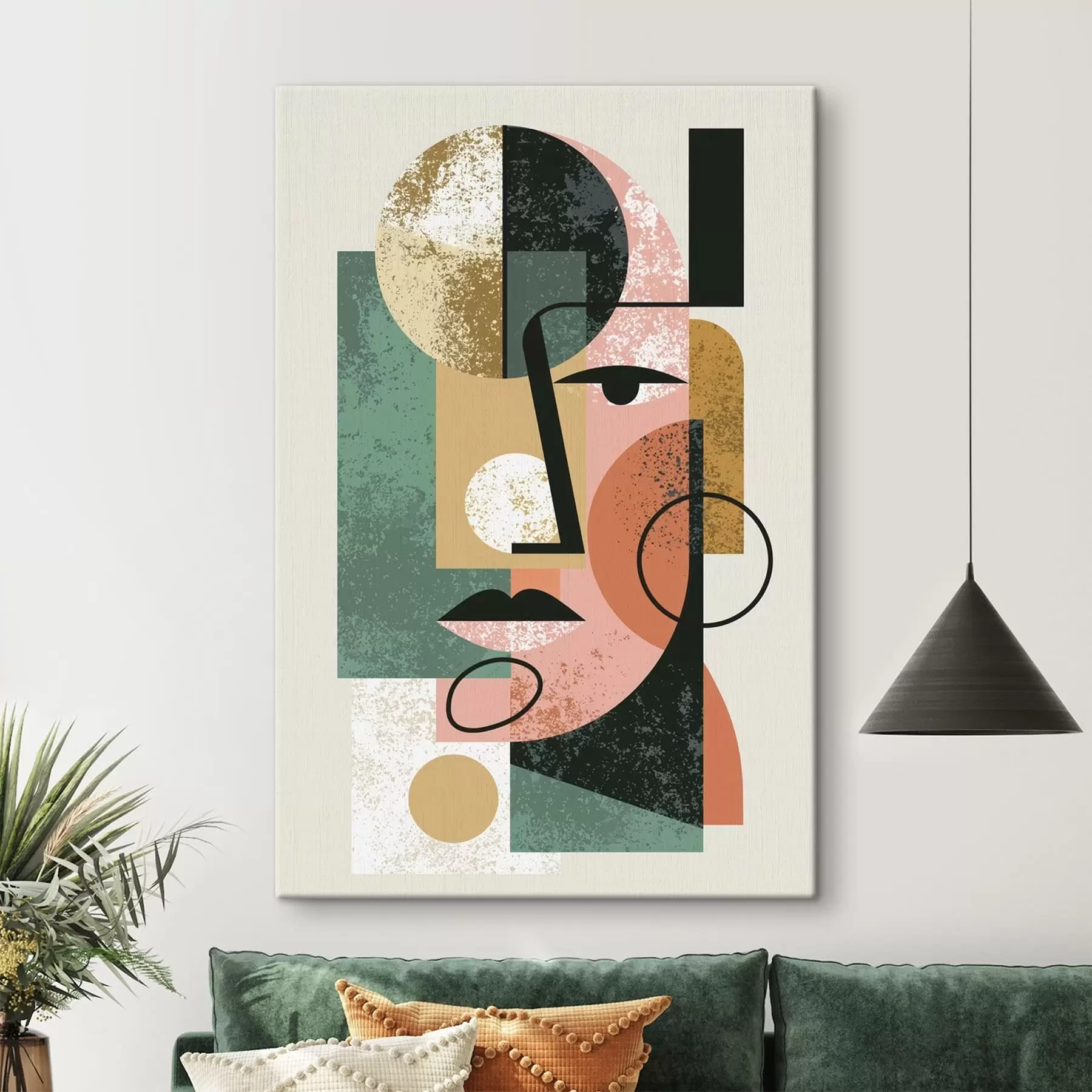 Tableau Portrait abstrait avec des formes géométriques s49342