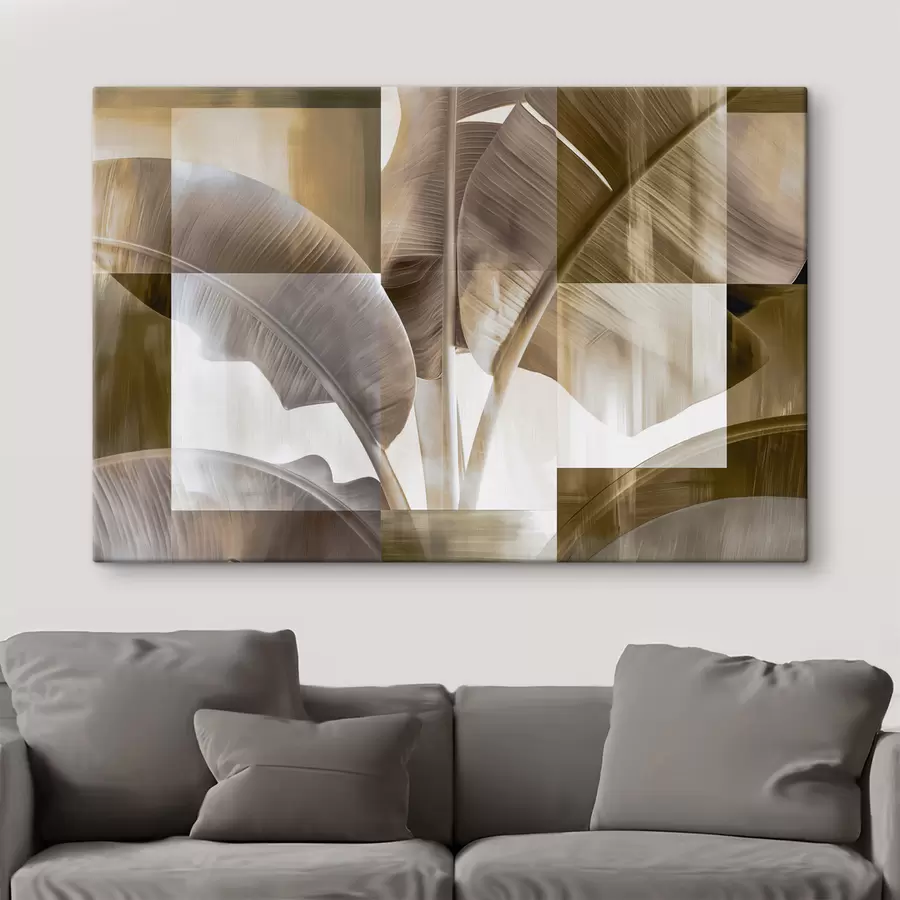 Tableau Une abstraction botanique moderne avec des feuilles de bananier s49350