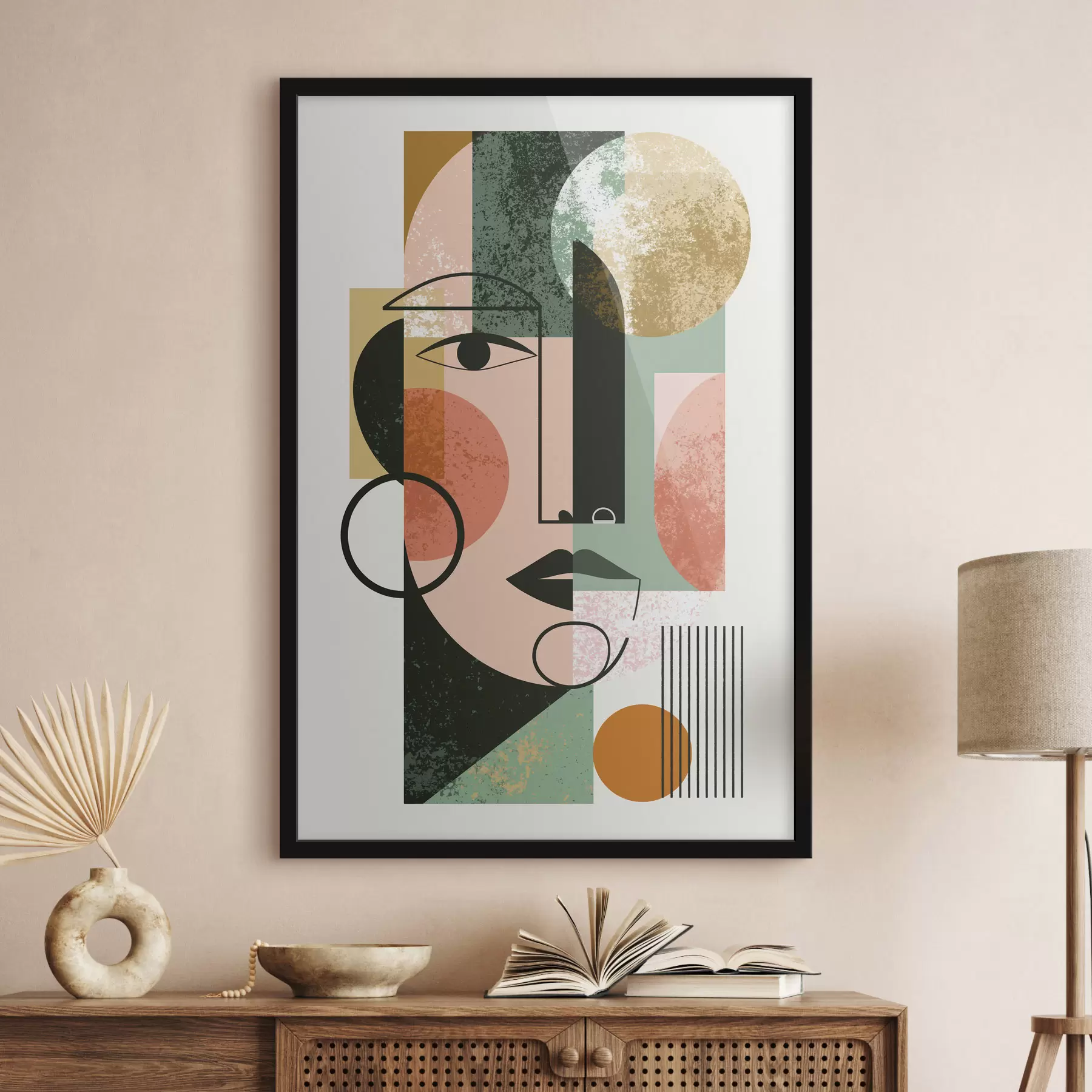 Papier peint Portrait abstrait avec des formes géométriques f49341