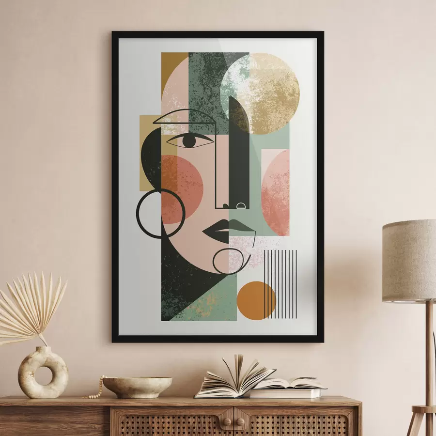 Papier peint Portrait abstrait avec des formes géométriques f49341