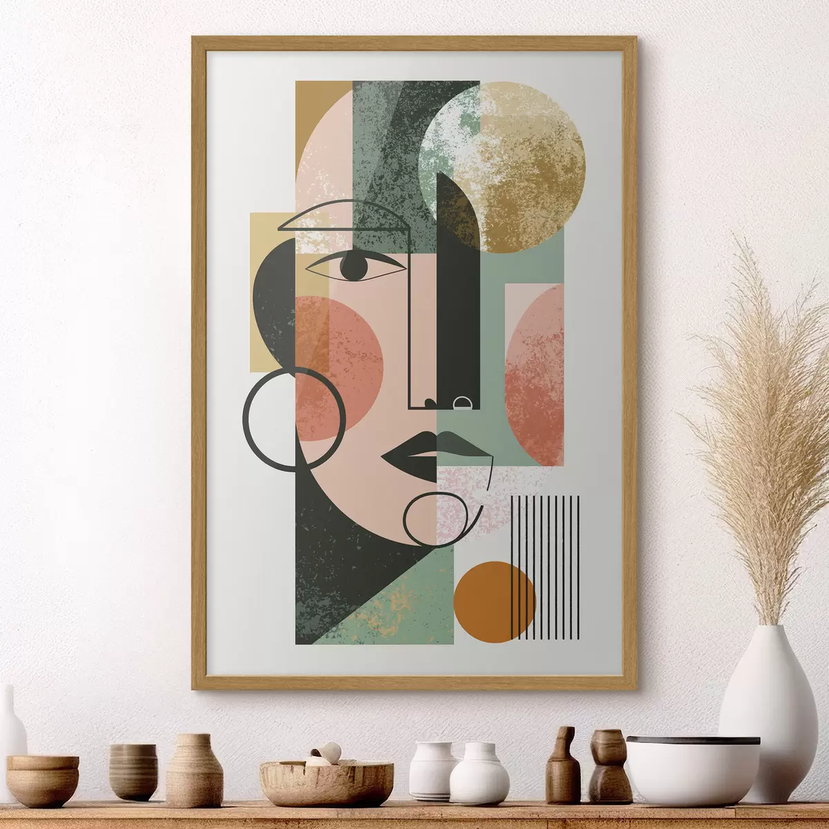 Poster Portrait abstrait avec des formes géométriques f49341